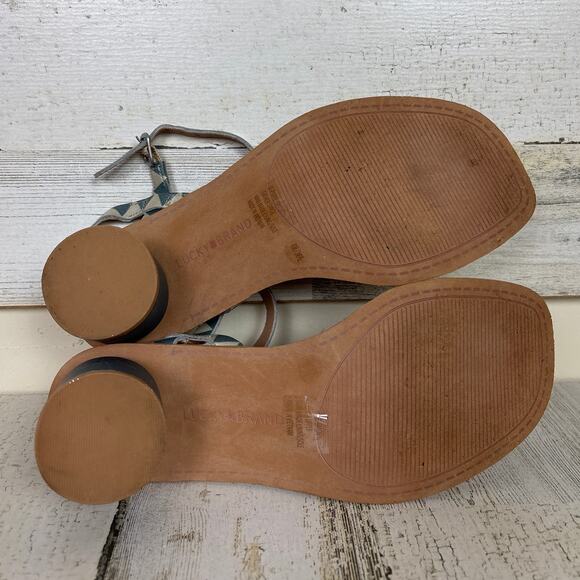 Lucky Brand Women’s 6 Pimae Bluestone Leather Slingback Heeled Sandals - Picture 7 of 9